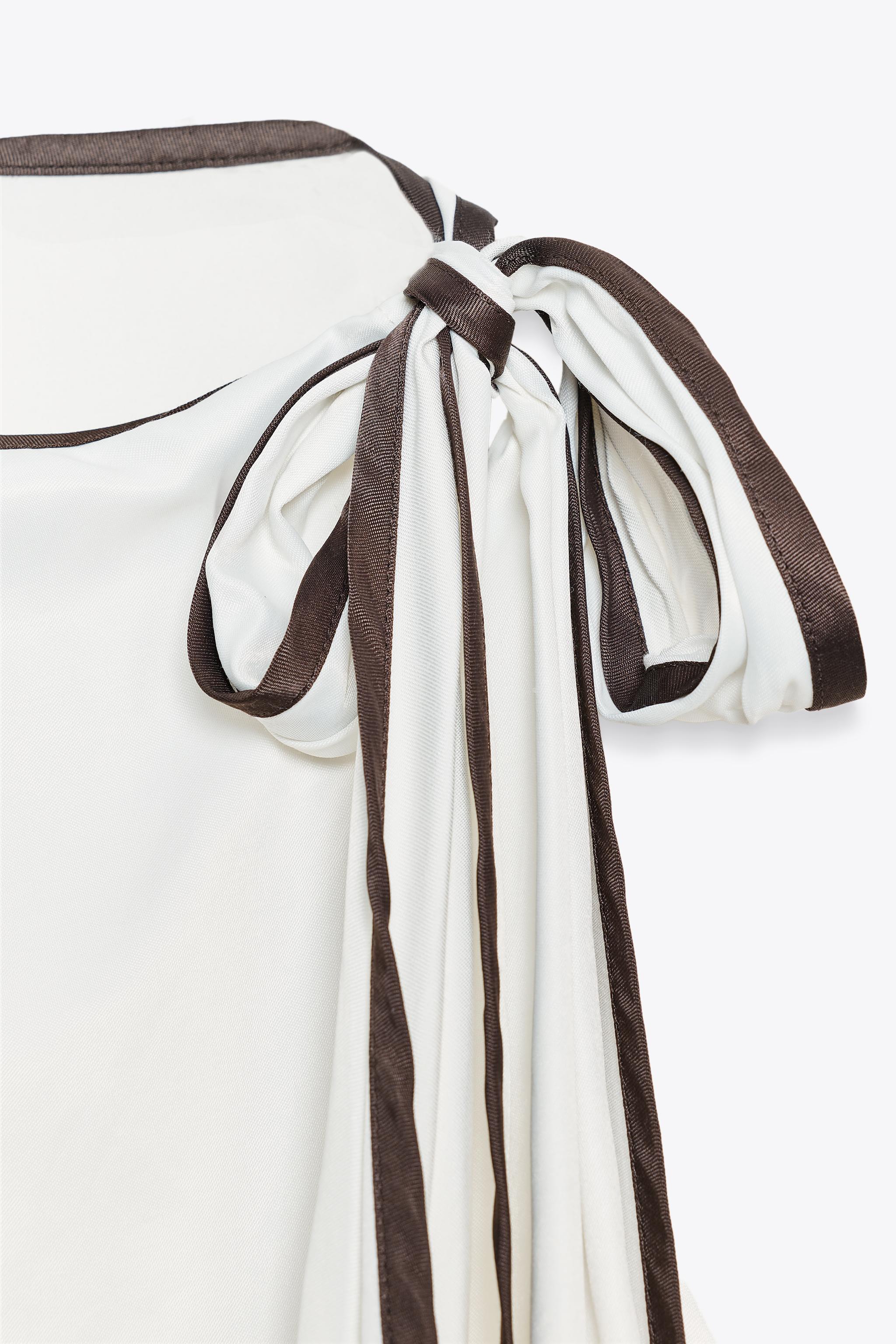 SATIN EFFECT BOW TRIM TOP